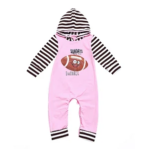 Cute Football Emotion Hooded Long Sleeve Baby Romper