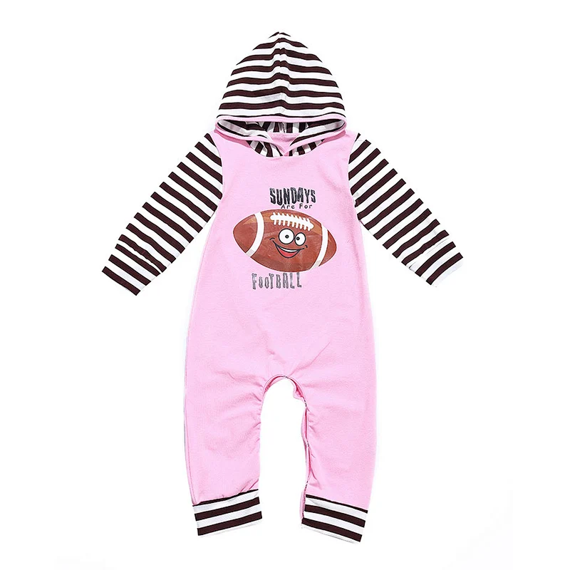 Cute Football Emotion Hooded Long Sleeve Baby Romper