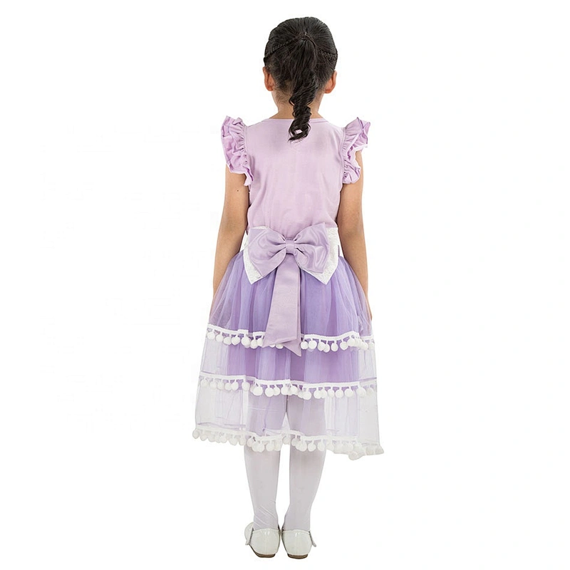 Pretty Girls Summer Dress Outfits, Ruffle Sleeveless Top Matching With Pompoms Skirts
