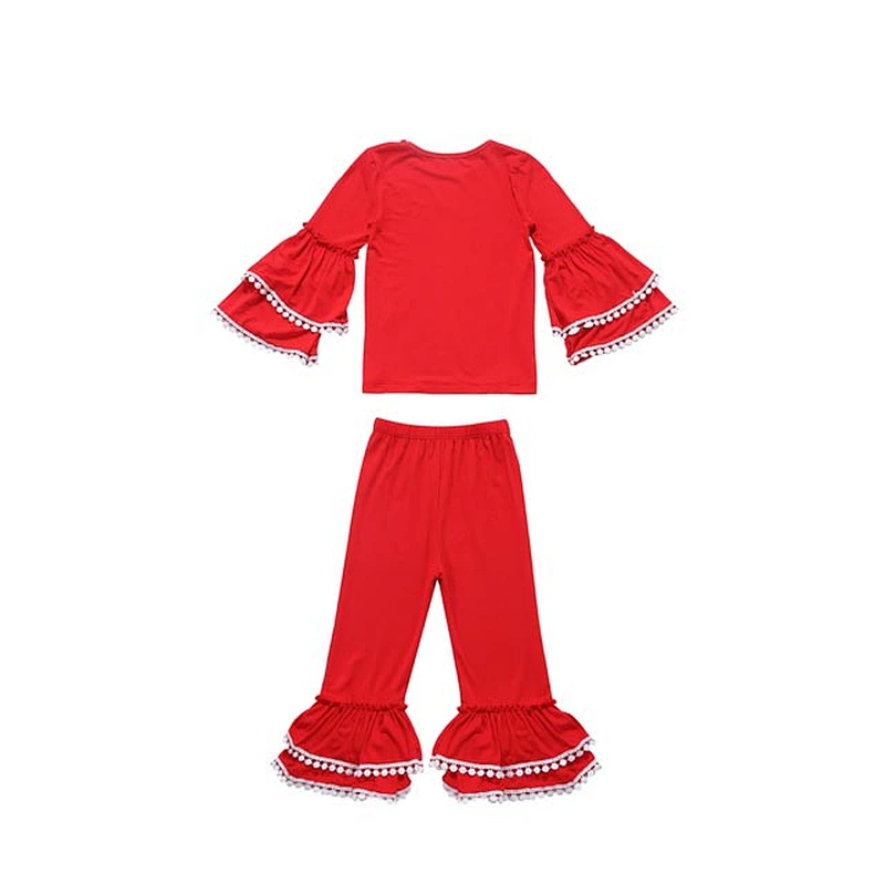 Pretty Pompoms Design Solid Red Christmas Outfits