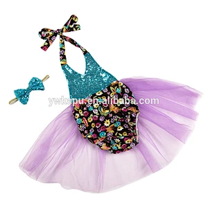 New arrival boutique toddler gold sequin romper sweet flower baby girl tutu romper