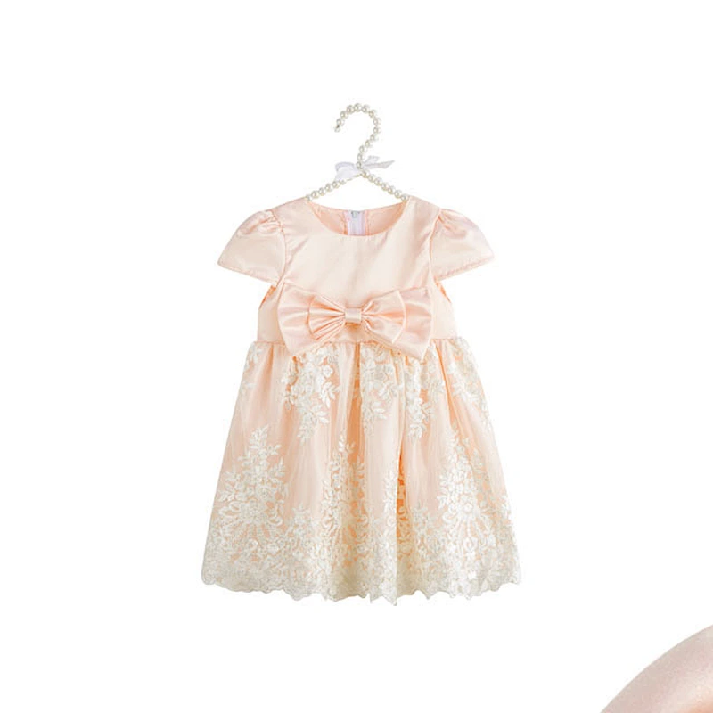 Elegant  Short Sleeve Lovely Baby Girl Dress Wholesale Children's Boutique Clothing