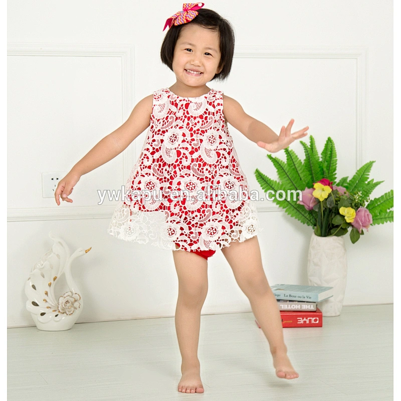 Cute Girl Lace Fabric Swing Outfits Baby Girl Boutique Clothing Sets High Quality Colour Combination Suits