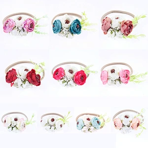 Amazon Hot Sale Nylon Handmade Baby Girl Flowers Headband