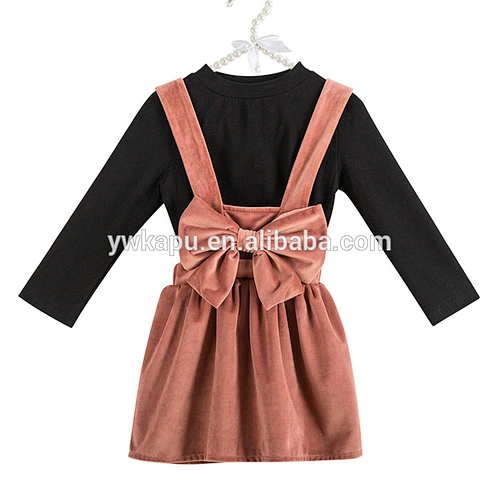 Charming girl boutique two piece shirts overalls skirts set outfit for toddler
