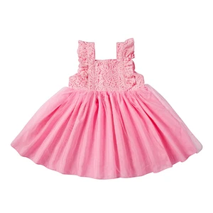 Modern Design  Custom Print Cotton Lace Seaside Bella Dresses Kids Baby Girl Dress