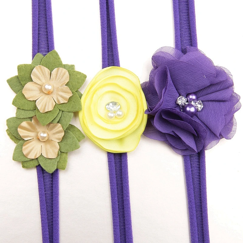 Hot Sale Baby Girl Hair Accessories Stretch Nylon Flower Headband
