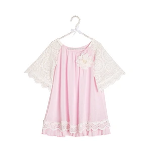 2018 Summer Cotton Beautiful Children Top Boutique Girls Party Dress Pearl Tunic Kids Baby Girl Dresses Wholesale