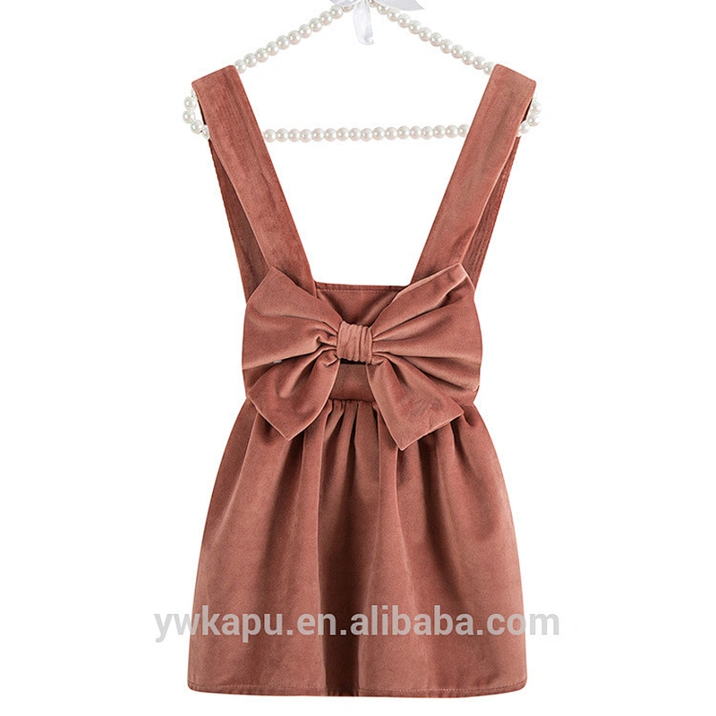 Girl's Pure Cashmere Like Bell Knitted Soft Strap Dress For Children