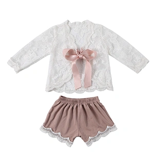 New design baby clothing girls wear lace set