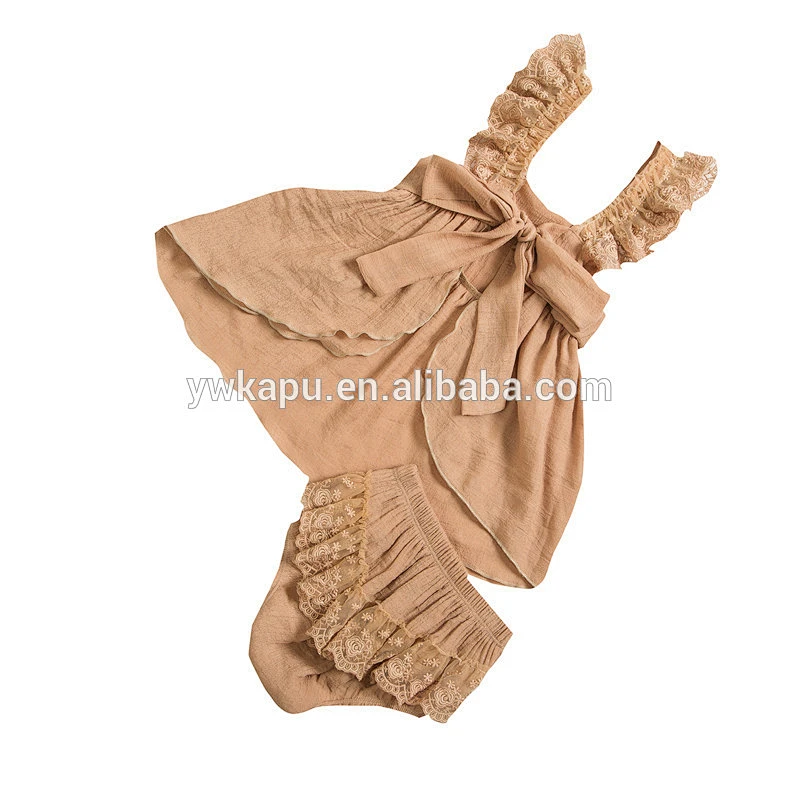Wholesale children boutique clothes sets cute cotton swing dresses and bloomer set
