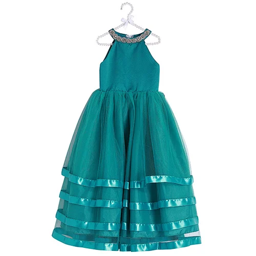 Elegant Girl Gown Tulle Shiny Sequined Baby Green Lace Sleeveless  Wedding Dress For Kids