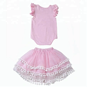 Lovely Newborn Infant Kids Baby Girls Unicorn Ruffles Romper And Pompom Tutu Skirt
