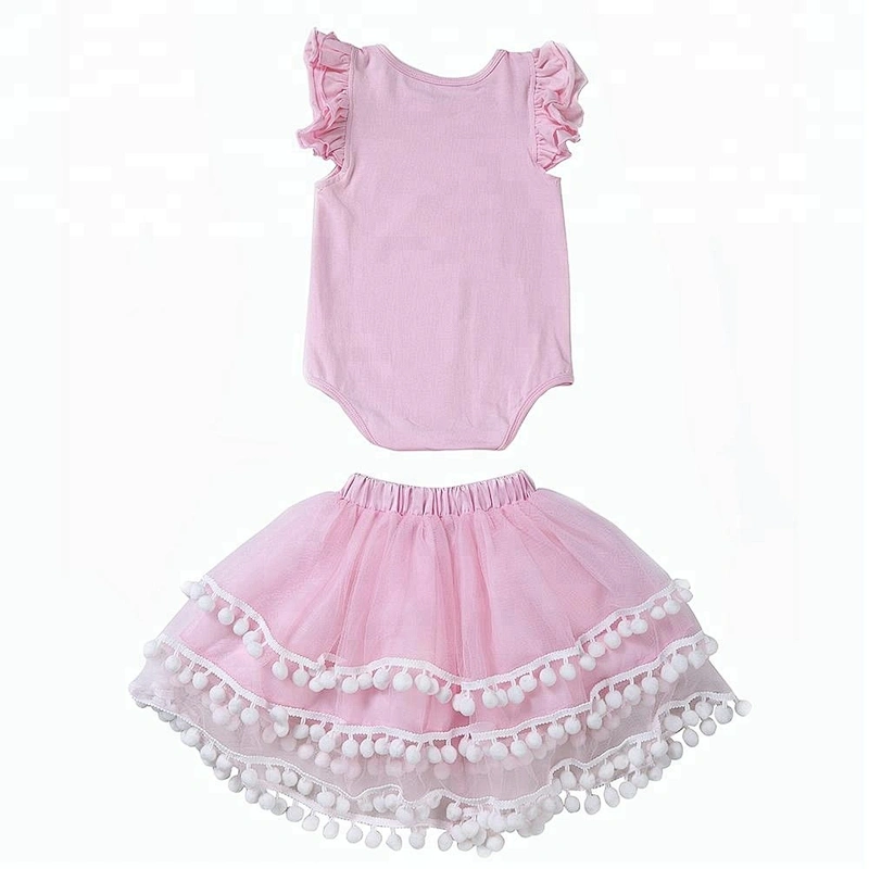Lovely Newborn Infant Kids Baby Girls Unicorn Ruffles Romper And Pompom Tutu Skirt