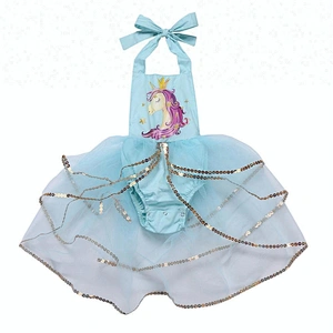 Wholesale Newborn Baby Girl Summer Romper Unicorn Printed Tutu dress