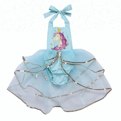 Wholesale Newborn Baby Girl Summer Romper Unicorn Printed Tutu dress