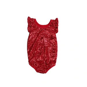 Cheap high quality sleeveless  wholesale baby clothes sequined baby rompers