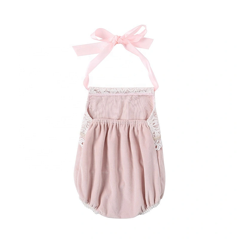 0-3M Age Breathable Velvet Baby White Romper Plus Size Lace Halter Romper