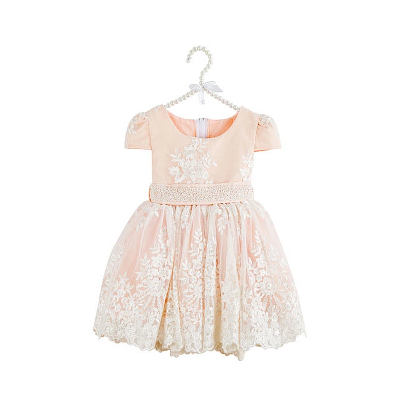 2018 New Design Pure White Beaded  Floral Girl Dress Baby Frock Design Pictures