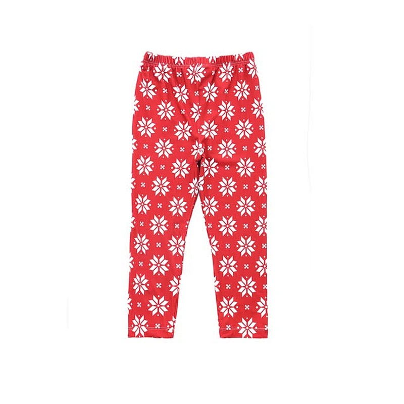 Beautiful Snow Print Kids Girls Red Leggings