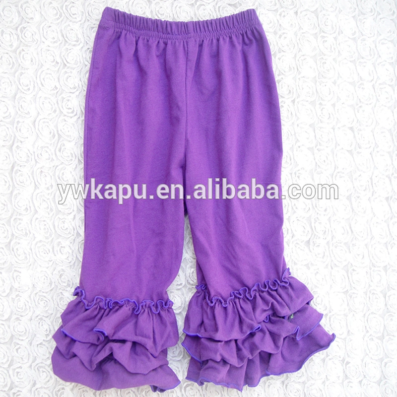 Autumn season popular girl pant high quality baby trousers 100% cotton icing ruffle leggings