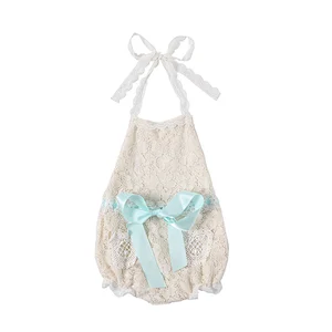 Infant Toddler Girls Cool Summer Backless Halter Lace Rompers