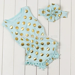 High quality summer baby romper climbing clothes cotton baby onesie newborn baby pompom jumpsuit