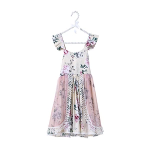 Factory Price Summer Children Clothing Rainbow Flower Baby Girl Summer Dress