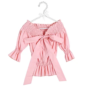 2019 Fashion Wholesale Baby Girl Summer Clothes Kid Bow Knot Smocking Children Top For Girl