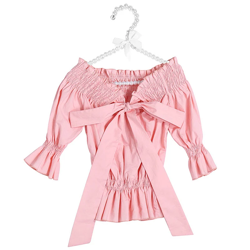 2019 Fashion Wholesale Baby Girl Summer Clothes Kid Bow Knot Smocking Children Top For Girl