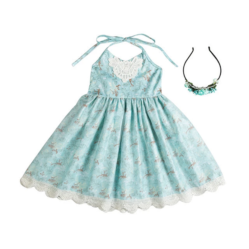 Baby Girl Kids Vintage Flower Floral Tutu Dress  Cotton Backless Princess Girl Dresses