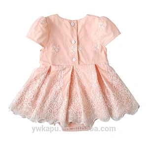 Spring Fairy Kids Clothing short Sleeve Design Newborn Infant Baby Girl Onesie Floral lace Dress Romper