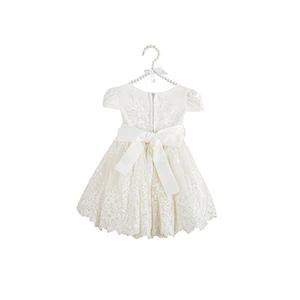 2018 New Design Pure White Beaded  Floral Girl Dress Baby Frock Design Pictures