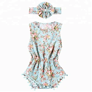 Wholesale children and kids boutique clothing floral baby onesie cotton newborn baby clothes