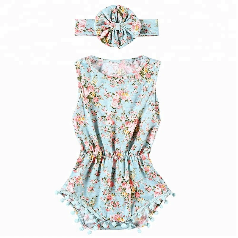 Wholesale children and kids boutique clothing floral baby onesie cotton newborn baby clothes