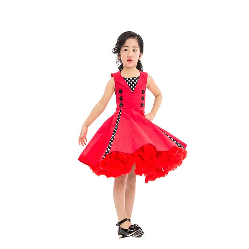 Summer Girls Dresses SleevelessWith Button A-Line Flower Pattern Children Clothes Baby Girl Dress