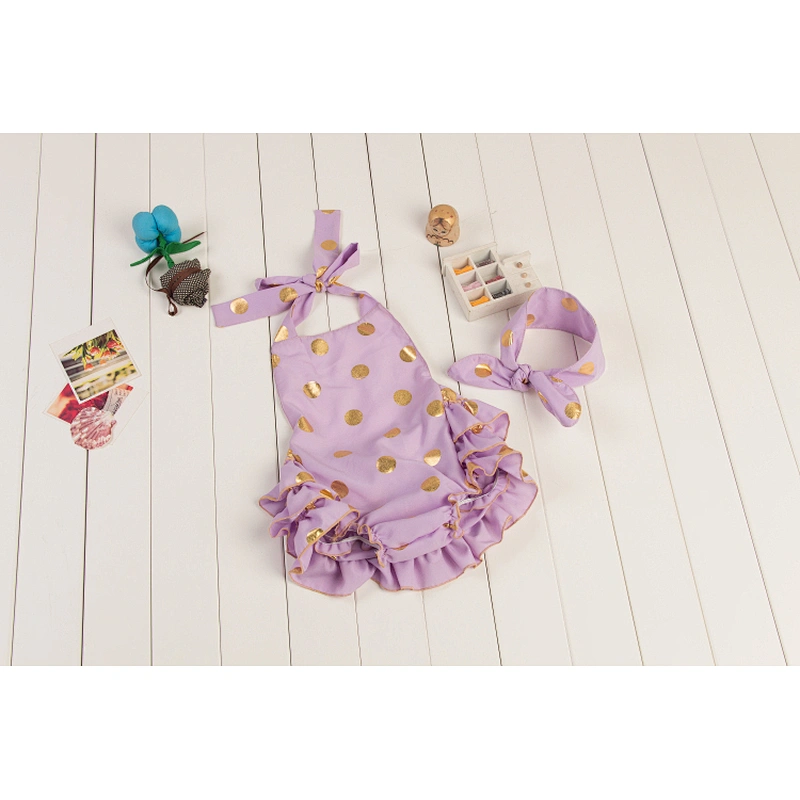 Cotton Girls Many Colors Summer Polk Dots Sequin Ruffles Romper Halter Baby Rompers