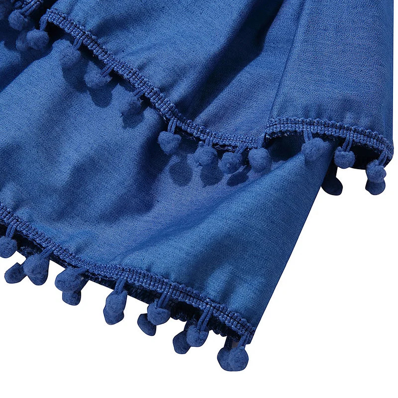 Wholesale Hot Sale Kid Elastic Waist  Skirt Baby Girl Denim Pompoms Skirts