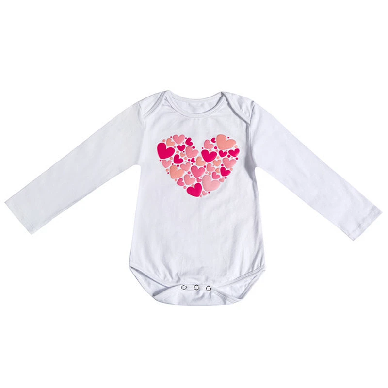 Cartoon letters loving heart white long sleeve cotton baby romper