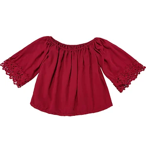 Red Polyester Cute Chiffon Children Baby Girl High Bell Top toddler