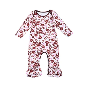 Sweet Football Printed Infant Ruffle Jumpsuit