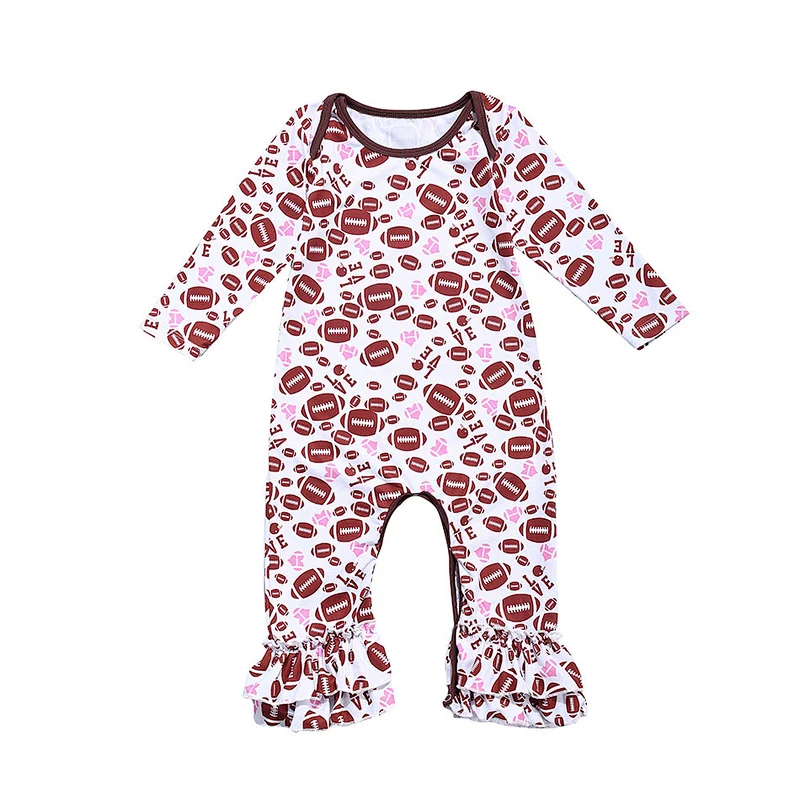 Sweet Football Printed Infant Ruffle Jumpsuit