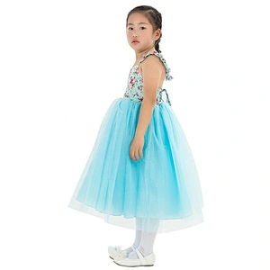 Pretty Flower Girl Dress Kids Girls Sleeveless Birthday Party Dress