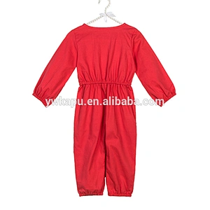 Spring cotton kids clothing wholesale baby girl jumpsuit tunic romper with pocket