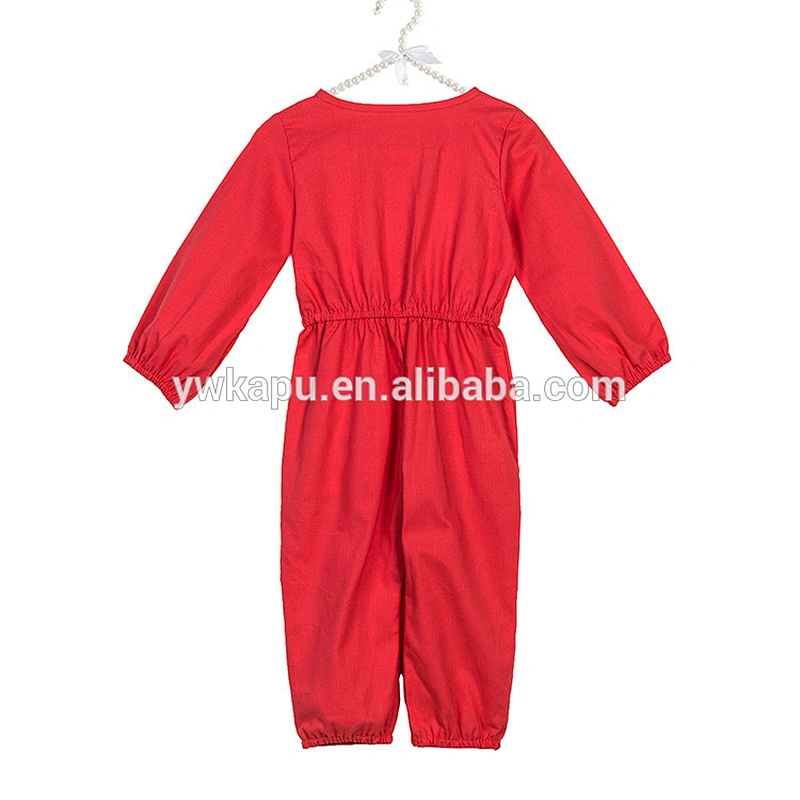 Spring cotton kids clothing wholesale baby girl jumpsuit tunic romper with pocket