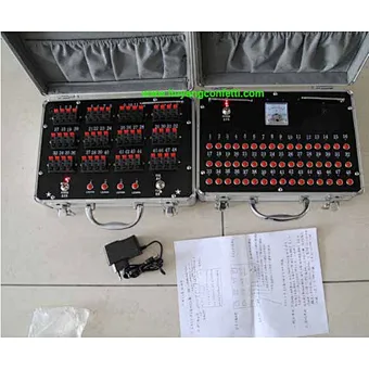 Sistemas de disparo de control remoto de 48 canales con máquina de fuentes de etapa de batería recargable de 12v