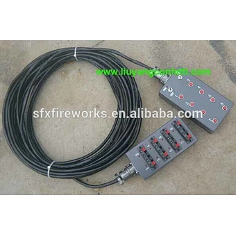 8 Channels very stable wire control firing system = 100% reliable! It uses the normal small battery, 10m cables.