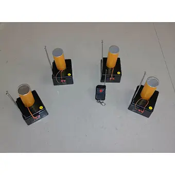 Remote control pyro firing system for stage fountains