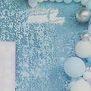 Sky Blue 2021 Hot Sale 3d Disc Clip Clear Wind Sequin Panel Shimmer Wall For Baby Shower Birthday Party Event Decoration