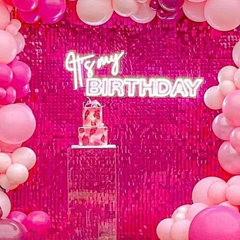 Air Active Connector Iridescent Pink Square Glitter Backdrop Wedding Party Live Board Event Sequin Panel Shimmer Wall